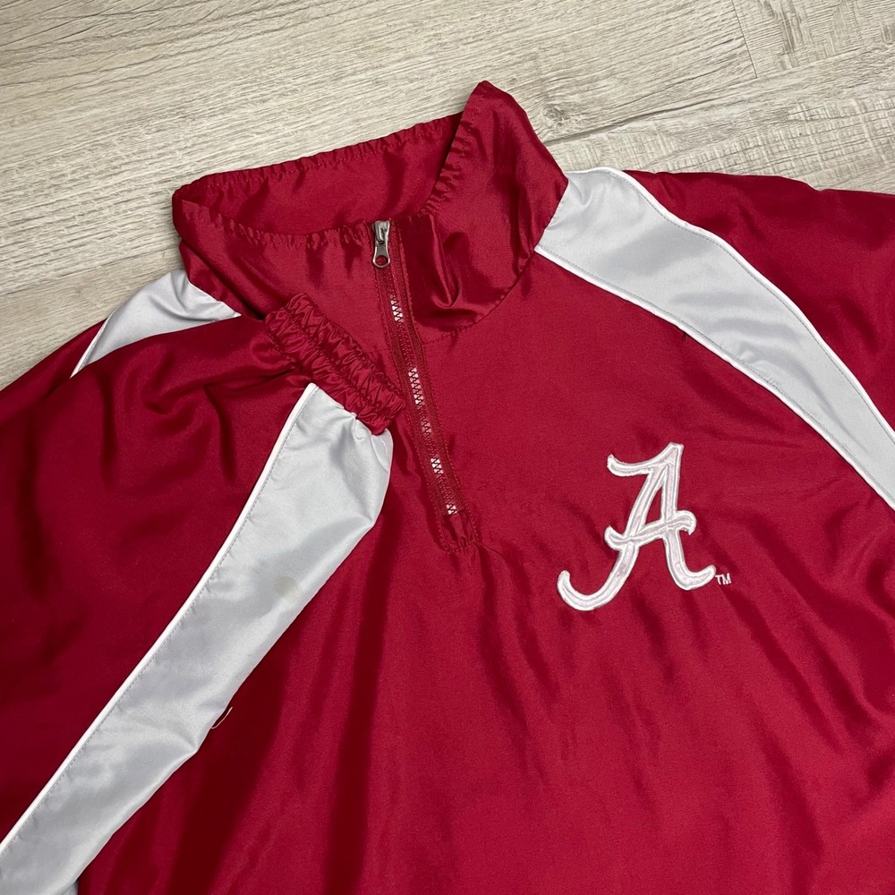 Alabama‎ Crimson Tide Jacket Mens XL 58 Sports Quarter Zip Windbreaker Red White